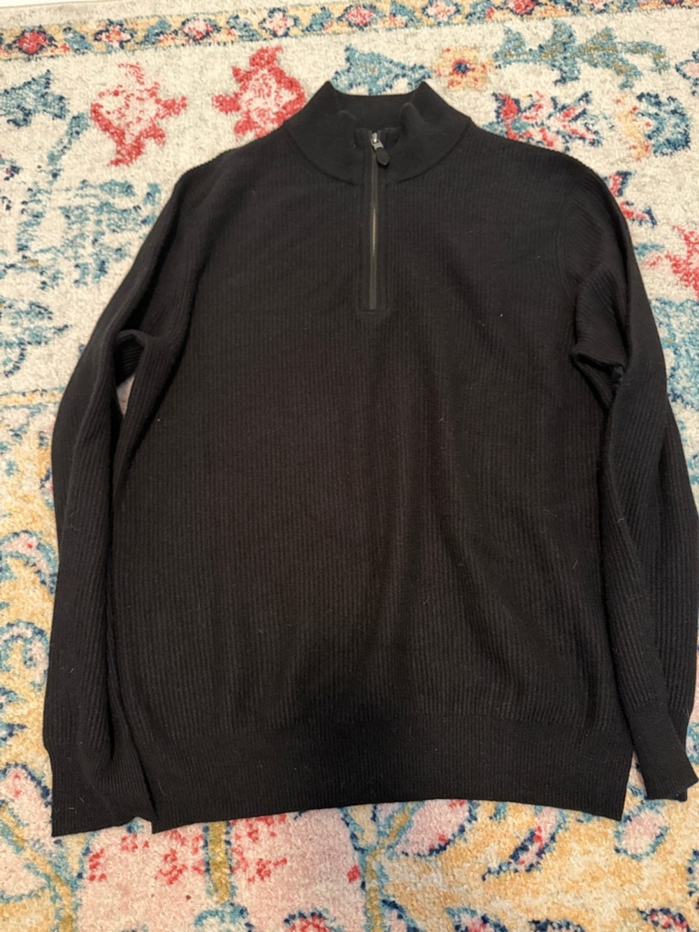 Vineyard Vines cashmere Black Ribbed Quarter-Zip Sweater